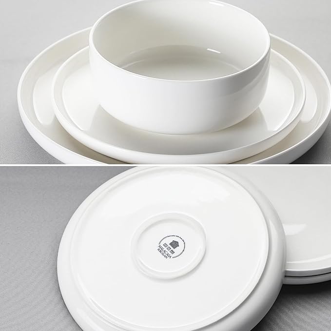 MALACASA 18 Pcs Porcelain Plates and Bowls Sets, Dinnerware Set - Image 7