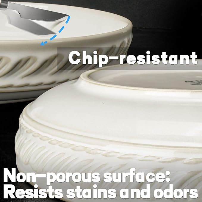 Pasta Bowls, 50oz Large Salad Serving Bowls, 9.75'' Plates Bowls Set of 4 - Image 9