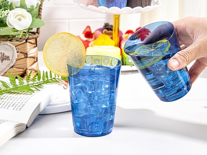 DaYammi 100 Pack Clear Blue Plastic Cups 10 Oz - Image 9