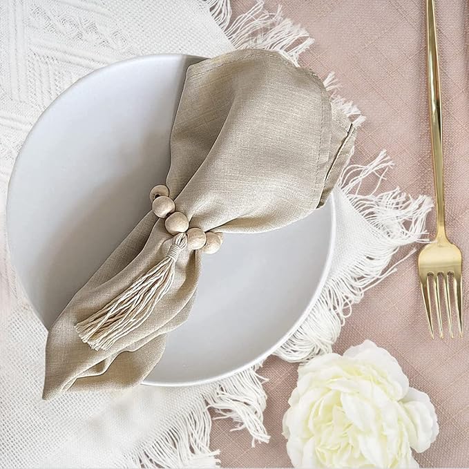 Handmade Napkin Ring with Wood Beads & Jute Twine - Image 9