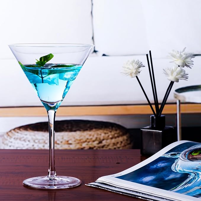 Handblown Crystal Martini Glasses Set of 4-9.5 oz Coupe Glass Set - Image 6