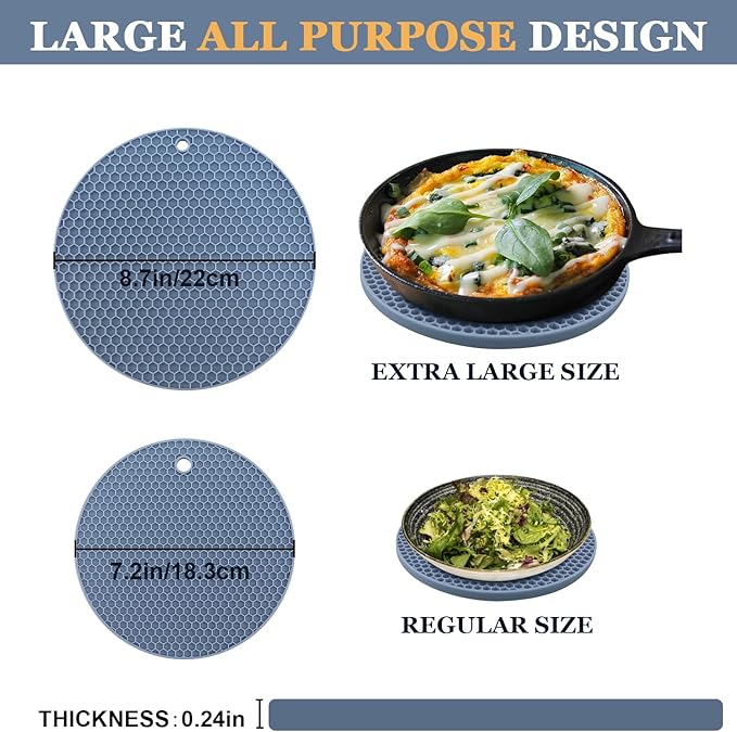 Silicone Trivets for Hot Dishes, Heat Resistant Non-Slip Silicone Trivet Mats - Image 7