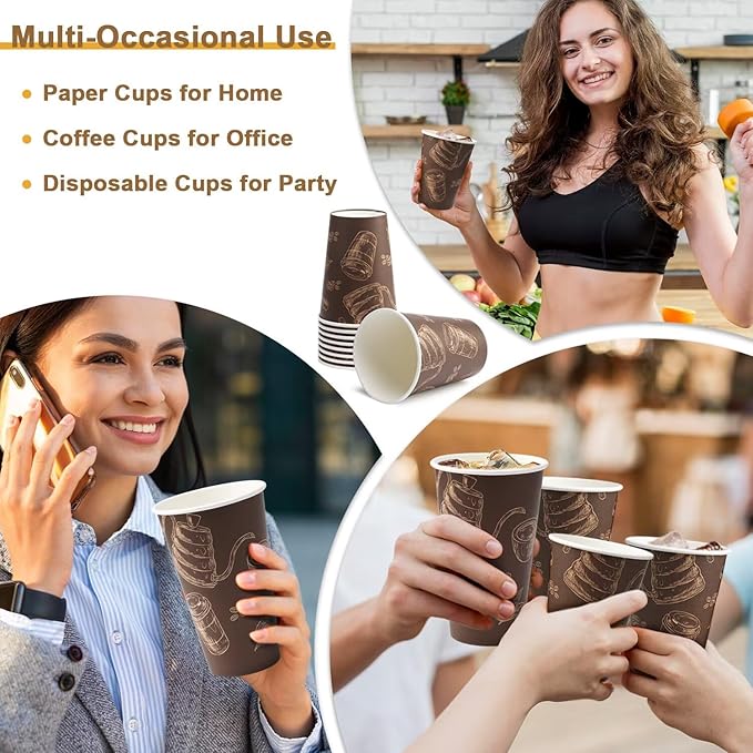 Coffee Cups 16oz 180 Pack Disposable Paper Cup Durable Drinking Cup | Paper Cups - Image 7
