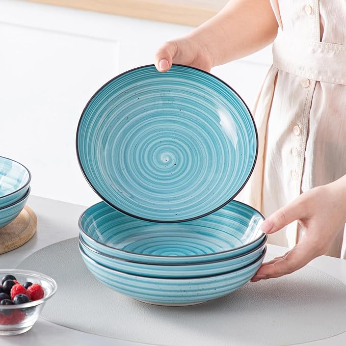 vancasso Bonbon Pasta Bowls Set of 6, 38 Oz Ceramic Salad Bowls, Wide and - Image 7