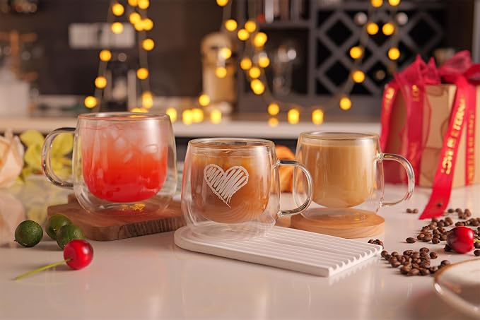 CNGLASS 16oz Double Walled Glass Coffee Mugs, Large Clear Coffee Cups - Image 9