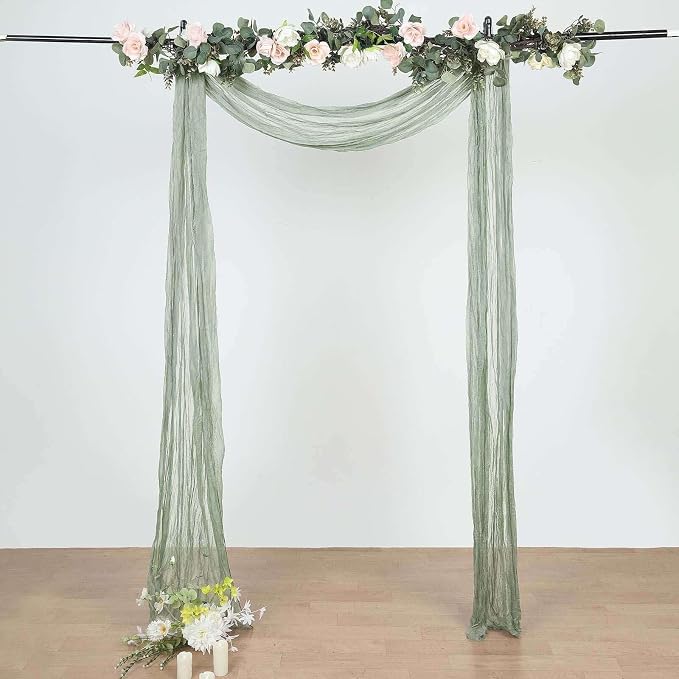 Efavormart 20ft Dusty Sage Gauze Cheesecloth Wedding Arch Drapery Fabric - Image 9
