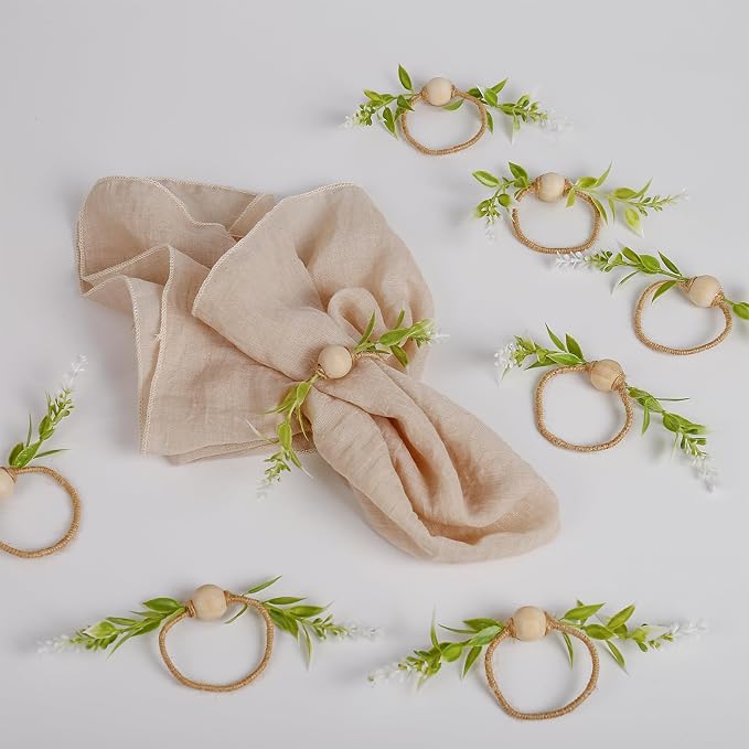 Handmade Farmhouse Napkin Rings Set of 8, Eucalyptus Napkin Rings - Image 7