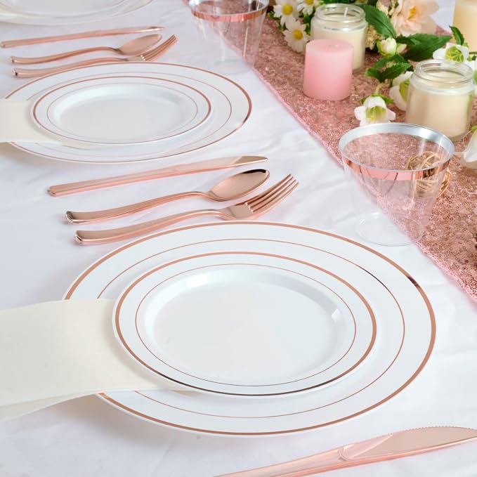 FOCUSLINE 600 Ct Rose Gold Dinnerware Set - Image 7