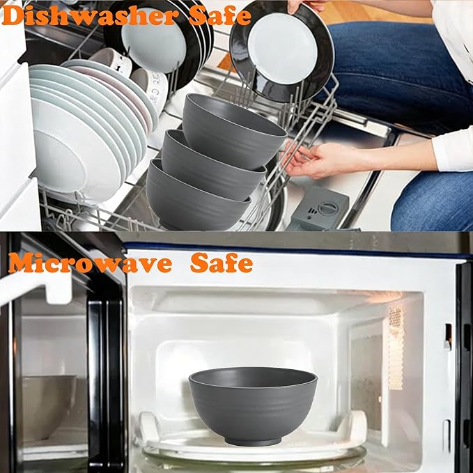 Unbreakable Wheat Straw Cereal Bowls Set of 6, 24 oz Microwave and Dishwasher - Image 7