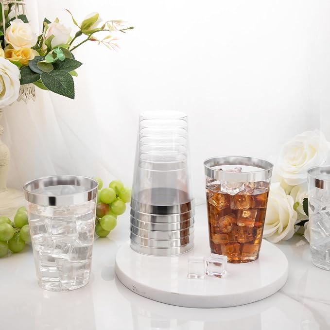I00000 100 Pack 12 oz Silver Plastic Cups, Party Wine Glasses Cocktail Glasses - Image 7