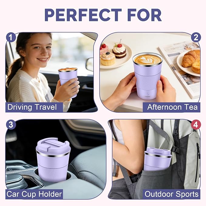 MOMSIV 12oz Travel Coffee Mug, Insulated Coffee Cup - Image 7