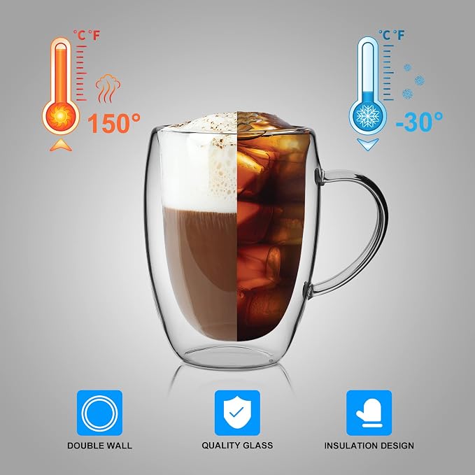 LIBWYS 6 Pack Double Walled Coffee Cups Glasses Mug 12oz Borosilicate Glass | - Image 6