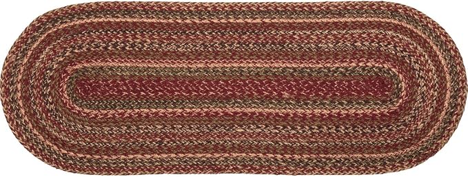 VHC Brands Cider Mill Primitive Jute Red Textured Striped Oval Kitchen Table - Image 6