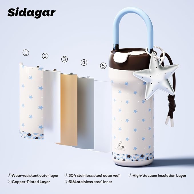 24 oz Insulated Tumbler Ceramic Stainless Steel Water Bottle, Leak Proof - Image 9