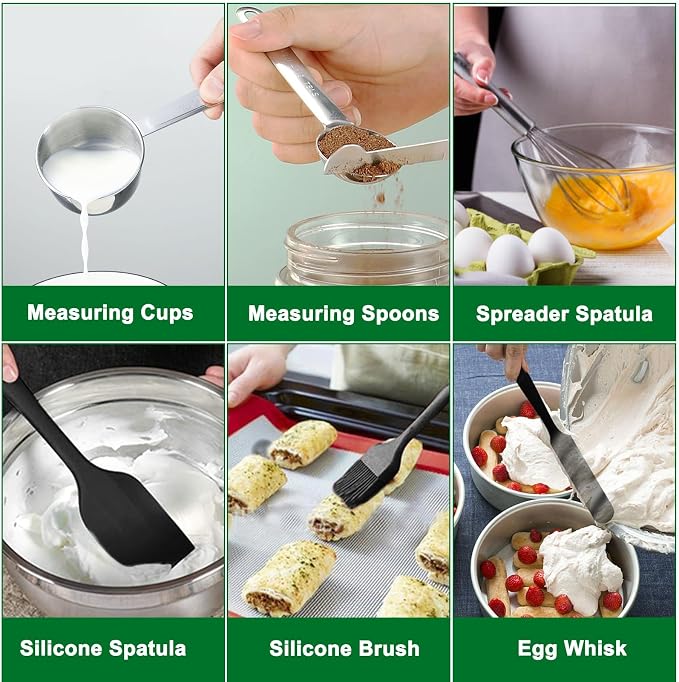 WEPSEN Mixing Bowls Set, Large Nesting Bowls 7, Measuring Cups and Spoons - Image 8