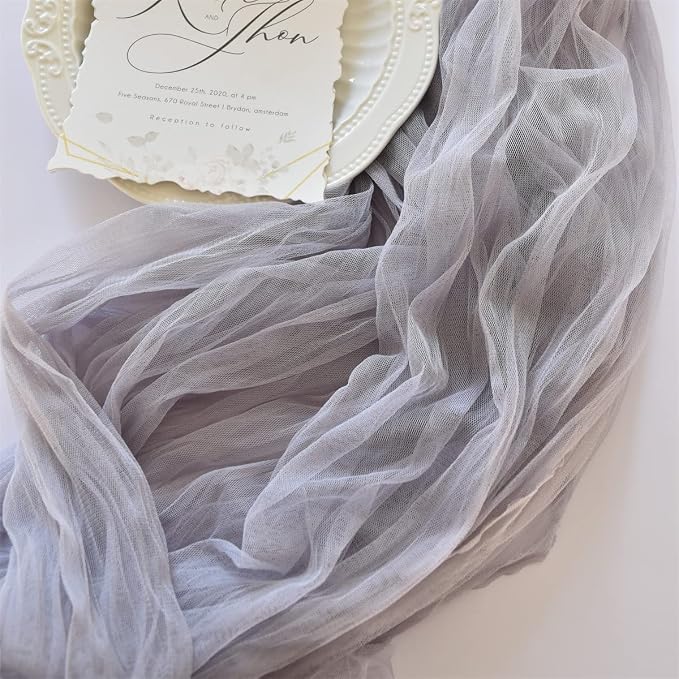 Gray Cheesecloth Table Runner Cheese Cloth Wedding Birthday Party Decor | 10Ft - Image 5