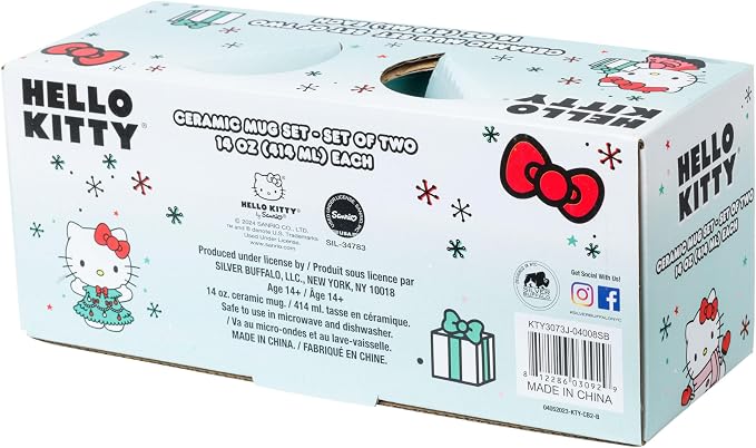 Silver Buffalo Sanrio Hello Kitty Christmas, 2 Pack Ceramic Mug Set, 14oz | - Image 11