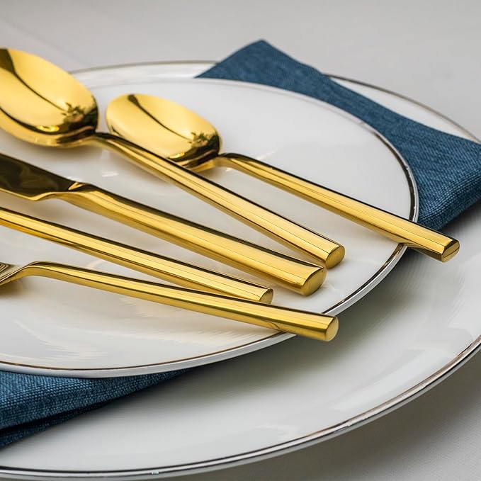 Alata Potter Gold 20-Piece Forged Silverware Set, Service - Image 6