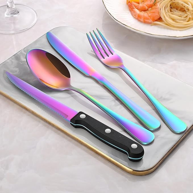 Rainbow 24 Pieces Stainless Steel Silverware Sets - Image 7