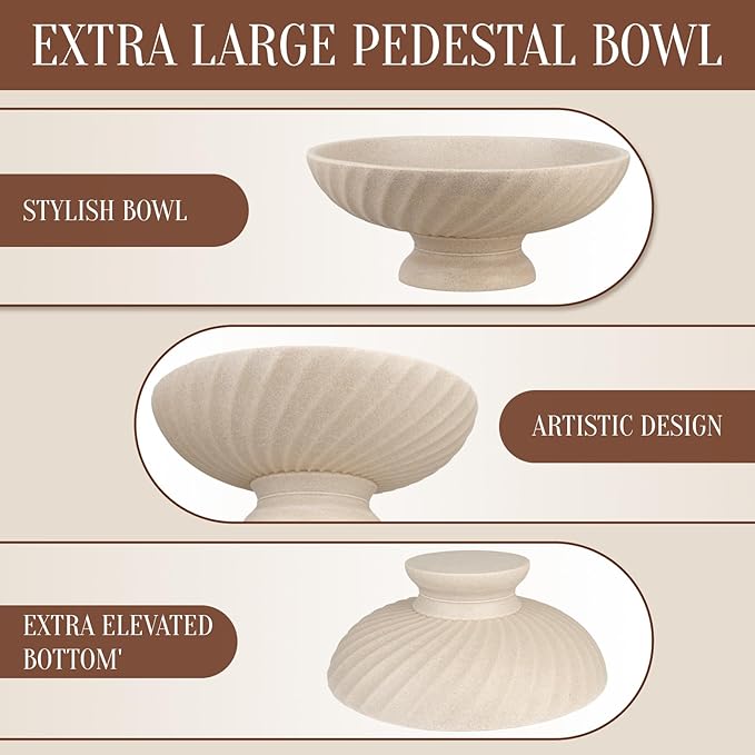 Deobath Large Resin Pedestal Decorative Bowl - Image 7