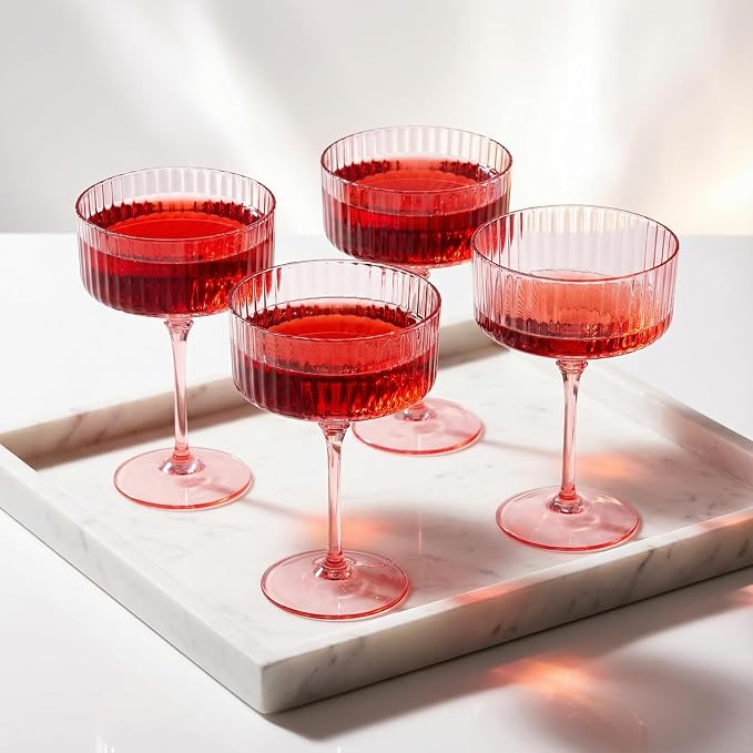 LIYH 20pcs Pink Martini Glasses 10 Oz Martini Glasses Plastic Disposable Pink - Image 9