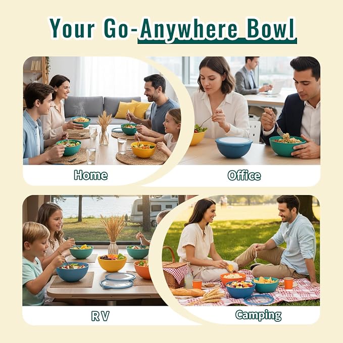 Wheat Straw Bowls 40 OZ, Unbreakable Salad Container - Image 7