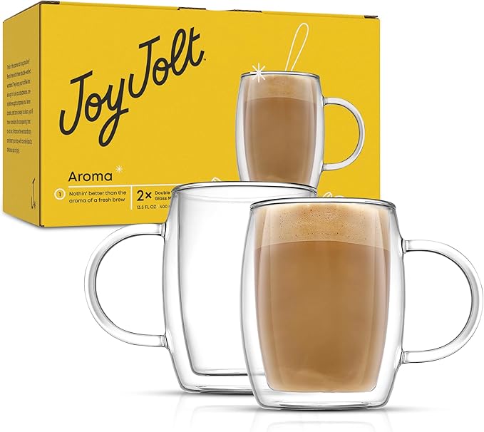 JoyJolt Double Wall Glasses 13.5-Ounce Insulated Mugs Double Walled Glass Cups - Image 9
