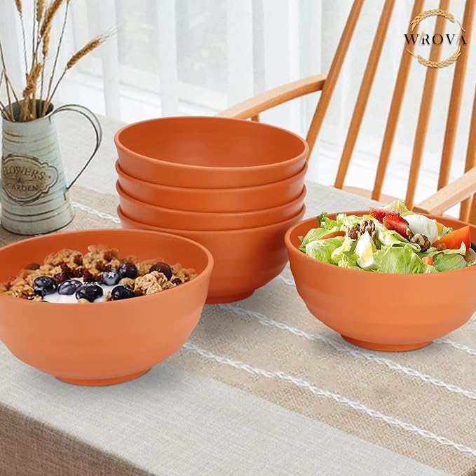 Wheat Straw Bowls Set 60 OZ Unbreakable Large Cereal Bowls Set of 6 Microwave - Image 7