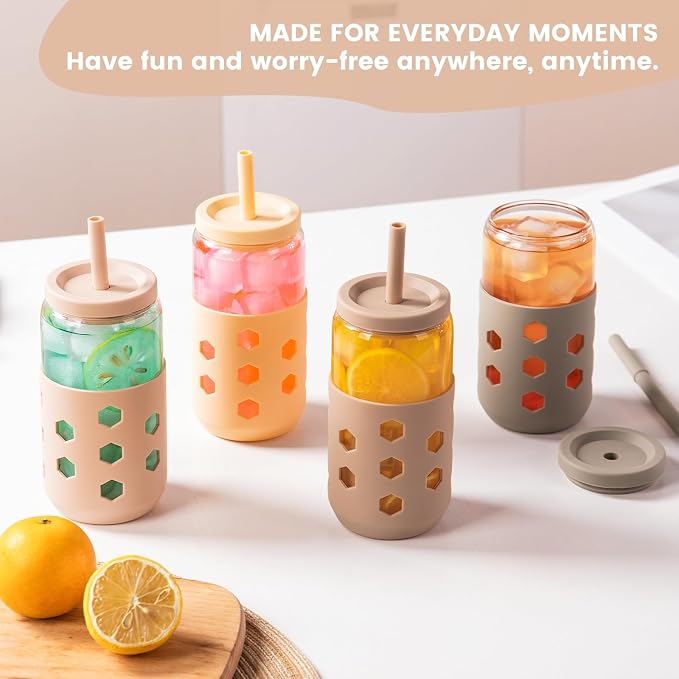 Mrsdry 16 oz Glass Cups with Lids and Straws - Image 9