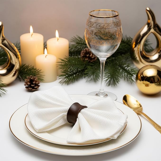 Zhehao 50 Pcs Wood Napkin Rings Bulk Acacia Handmade Dining Table Napkin Holder - Image 6