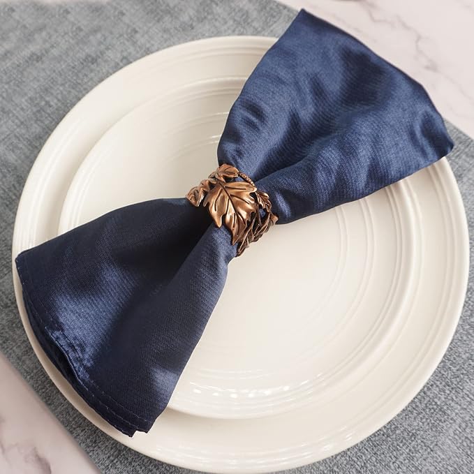 Leaf Shape Napkin Rings Set of 6, Bronze Napkin Rings Metal Napkin Ring Holders - Image 7