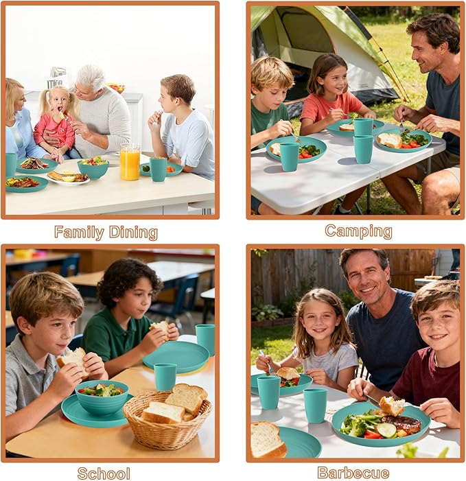 Wheat Straw Dinnerware Sets for 4, Dishwasher Microwave Safe Dinnerware Set - Image 9