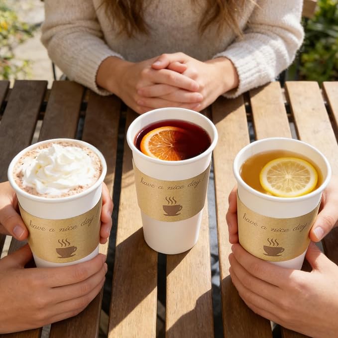 BYSNOW 20 oz 50 pack Disposable Paper Coffee Cups - Image 7