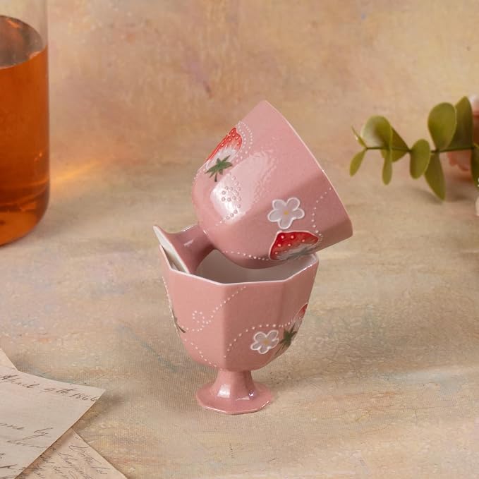 KAMMAK Tea Cup Set of 2 Small Tea Cups 2oz Red Porcelain Tea Cup Set, Asian - Image 7