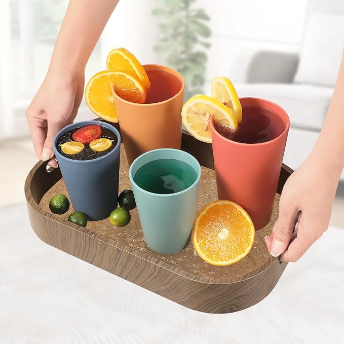 HEYCOME Set of 12 Wheat Straw Cups, Reusable Plastic Cups Sets - Image 8