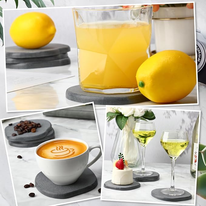 Diatomaceous Earth Coaster ,Set of 6,Unique White Absorbent Coasters - Image 7