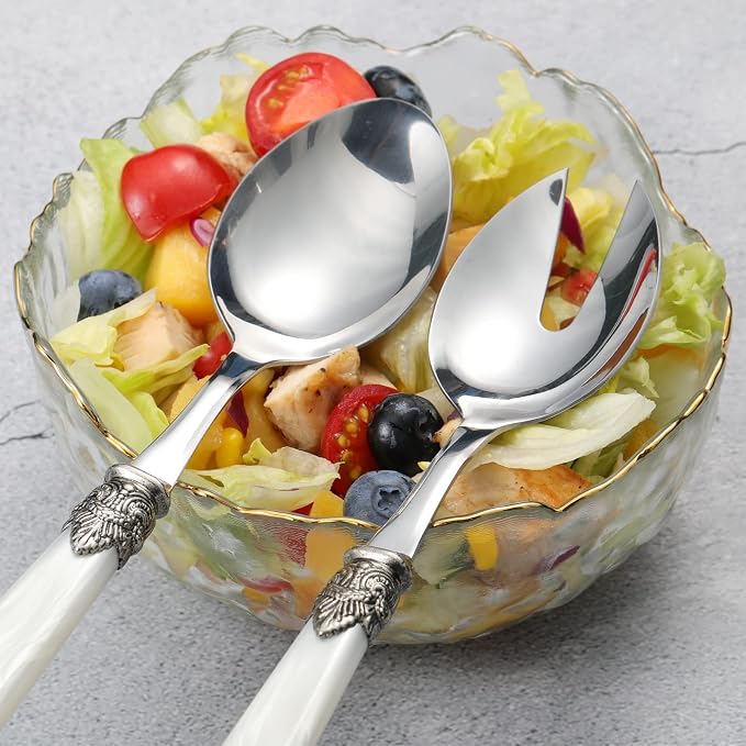 2-piece Salad Servers Stainless Steel Salad Serving Set Salad Fork and Spoon - Image 9