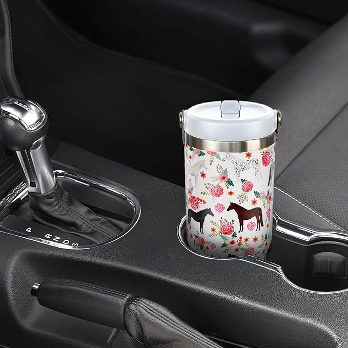 30 oz Horse Tumbler with Handle and Flip Straw, Vacuum Insulated Water Bottle - Image 7