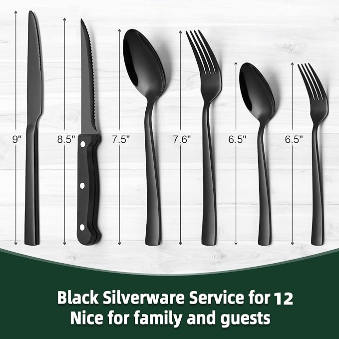 72-Piece Black Silverware Set - Image 7