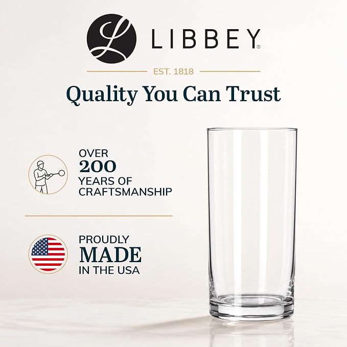Heavy Base Drinking Glasses Set of 8, Weighted Clear Water Cups | 15.5 oz - Image 8
