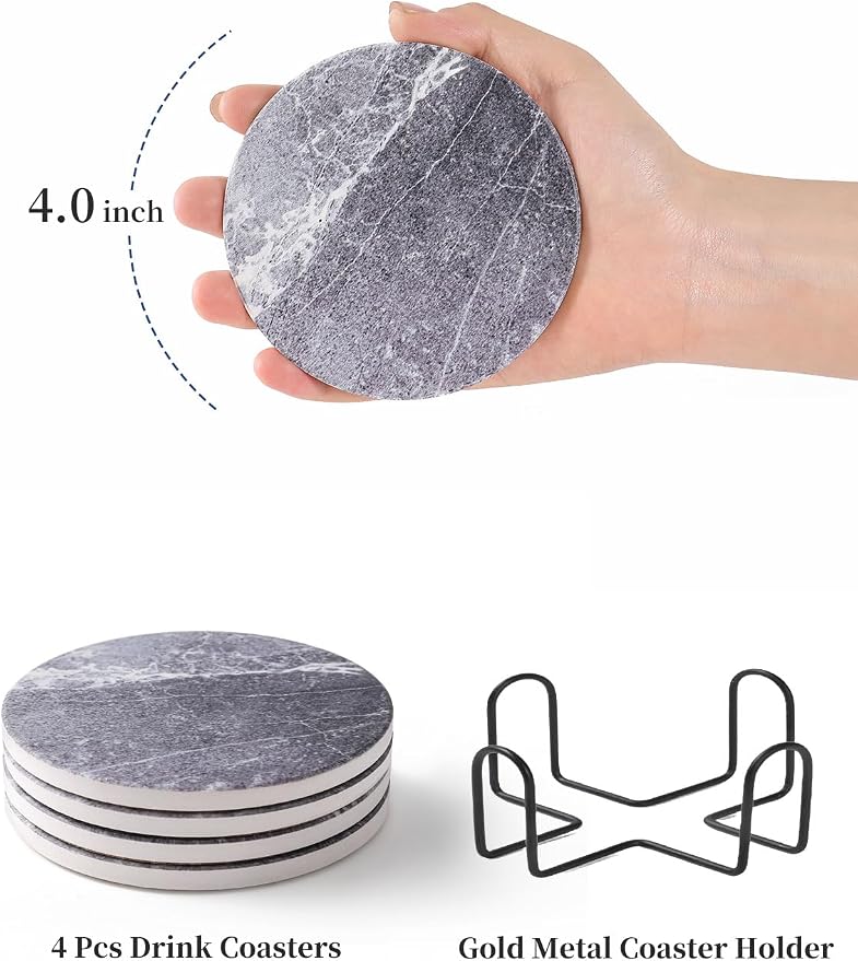 LIFVER Drinks Coasters Set of 4, Living Room Decor, Ceramic Absorbent Coasters - Image 7