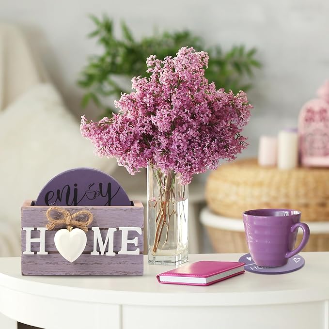 Queekay Coasters Set of 6 House Warming Gifts New Home Wooden Farmhouse Drink - Image 6