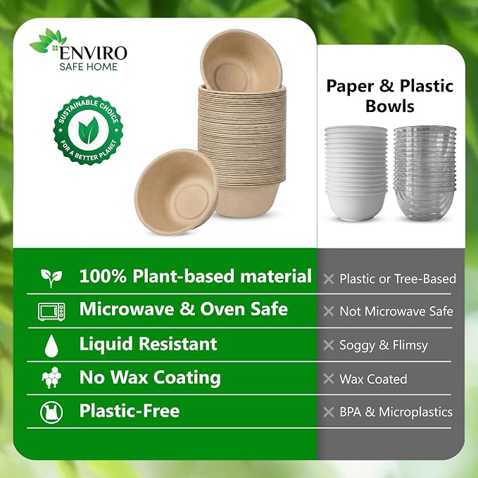 10 Oz Bamboo Disposable Bowls For Hot Soup, 100 Pack - Image 7