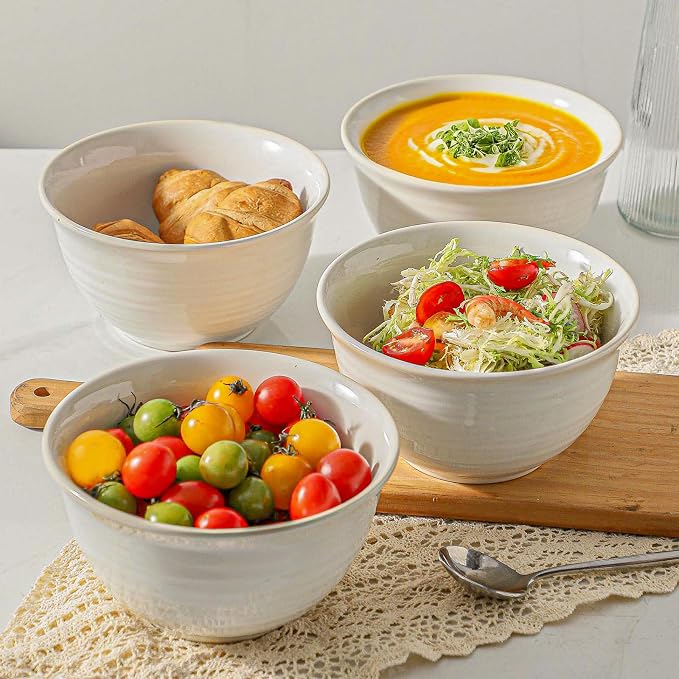 Soup Bowls, 40 Ounce Deep Ceramic Bowl Sets - Image 6