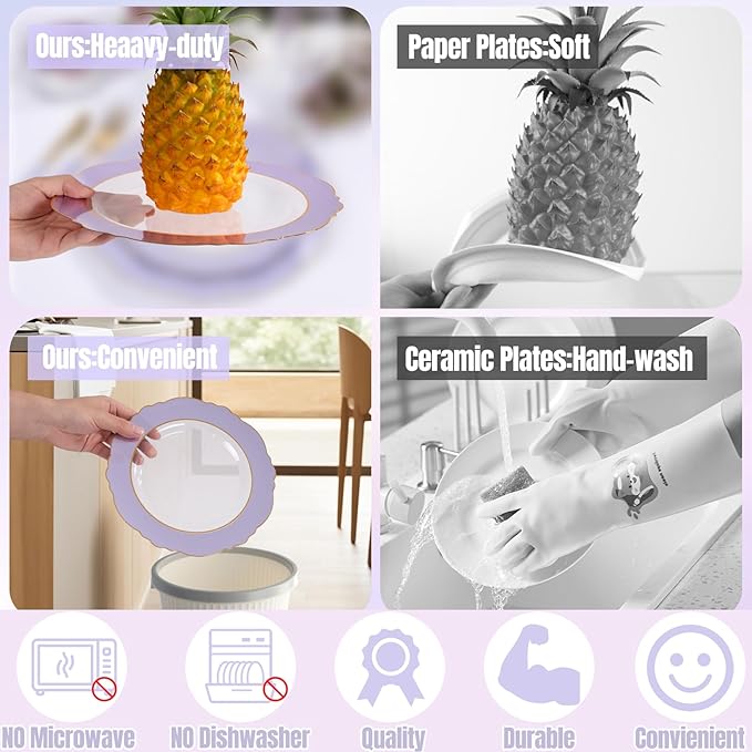 60pcs Clear Purple Plates Disposable - Image 8