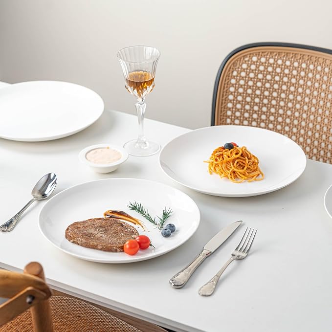 White Dinner Plates Set of 6, 11 Inch Ceramic Plates – White Porcelain Dinner - Image 9