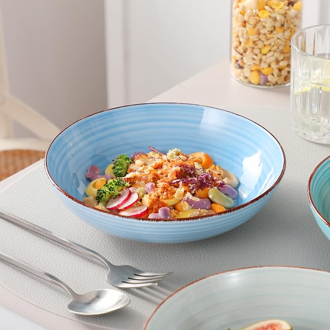 vancasso Bonita 38 oz Ceramic Pasta Bowls Set of 6, Microwave & Dishwasher Safe - Image 7