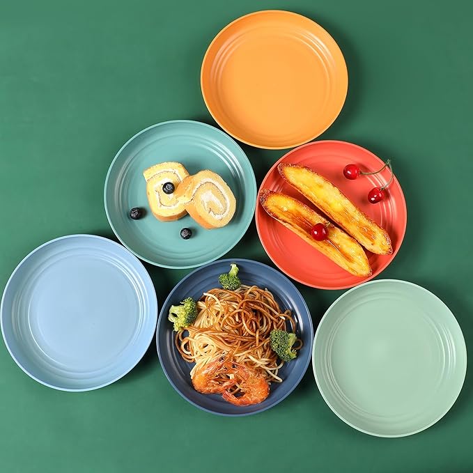 HEYCOME 12 Pcs Unbreakable Deep Dessert Plates Set, 8 inch Reusable Plastic - Image 6