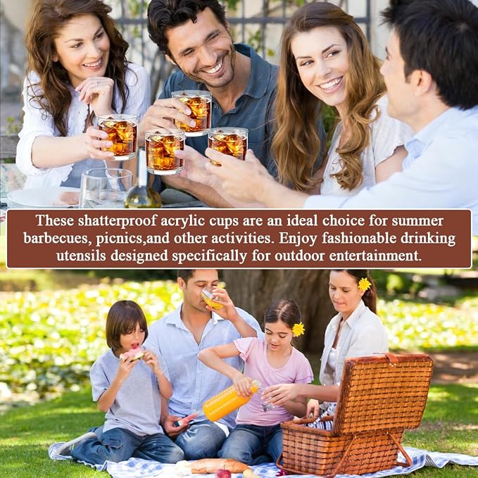 Kyraton Old Fashioned Whiskey Glasses Set of 6, PET Clear Plastic 11.5oz Heavy - Image 8
