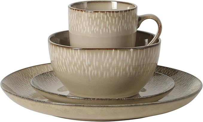 Gibson Elite Jasper 16 Piece Plates and Bowls Reactive Glaze Dishes Stoneware - Image 8